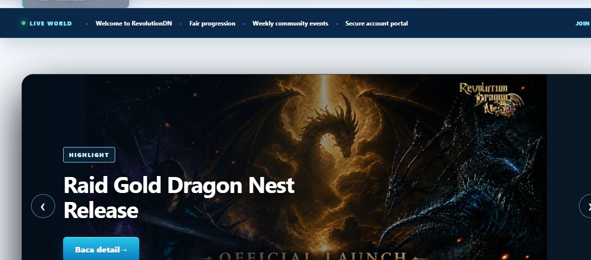 Bagian sorotan RDN menampilkan Raid Gold Dragon Nest Release